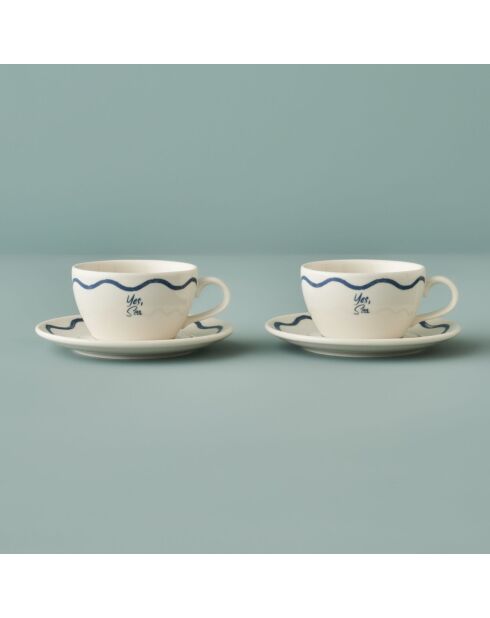 Set van 2 blauwe 2-delige zeekopjes - 270 cc