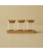 Lot de 3 pots à épices Alice avec couvercles en bambou naturel