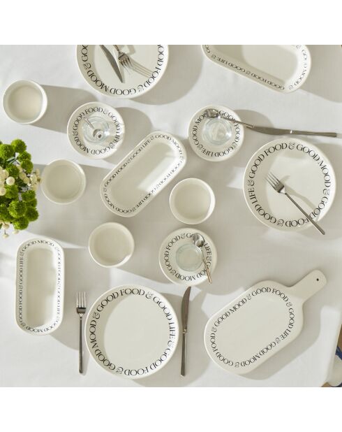 Set de vajilla Motto de cerámica blanco - 26 piezas