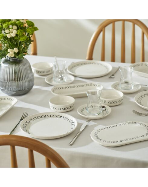 Set de vajilla Motto de cerámica blanco - 26 piezas