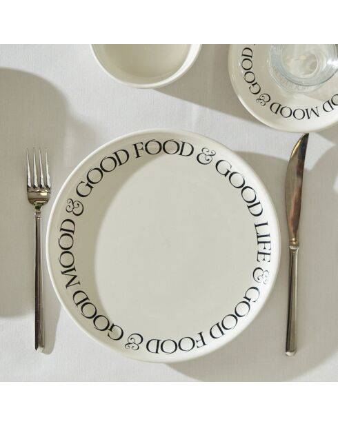 Set de vajilla Motto de cerámica blanco - 26 piezas