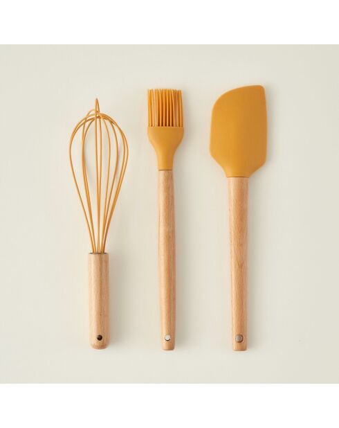Set di 3 utensili da preparazione in silicone Olivia Mustard