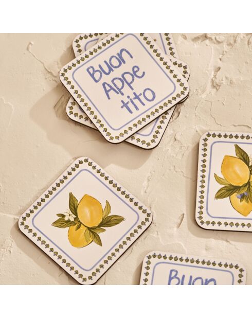 Set de 6 posavasos multicolores de Lemoncello
