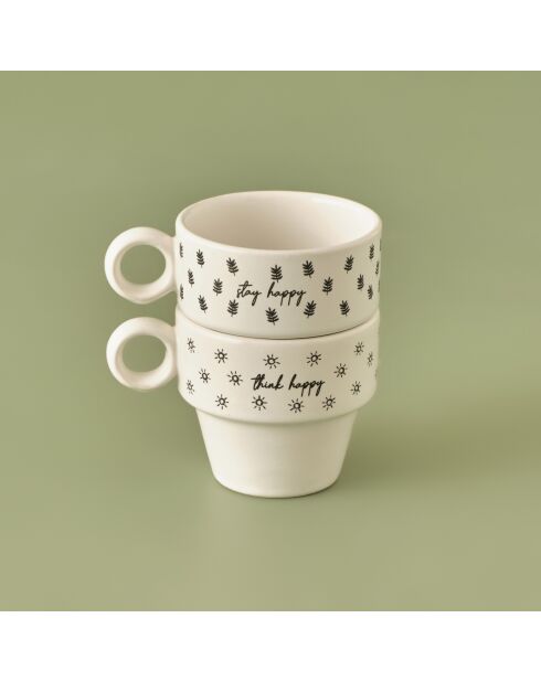 Set de 2 tazas de espresso multicolores «Think Positive, Stay Positive»