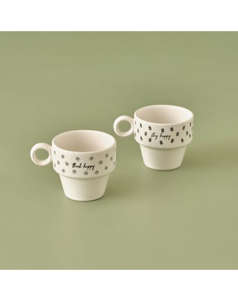 Set de 2 tazas de espresso multicolores «Think Positive, Stay Positive»