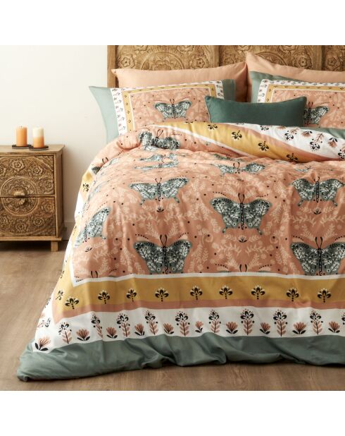 Copripiumino matrimoniale Papillon in raso multicolore 100% cotone - 200x220 cm