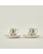 Set di 2 tazze da caffè Flores multicolori