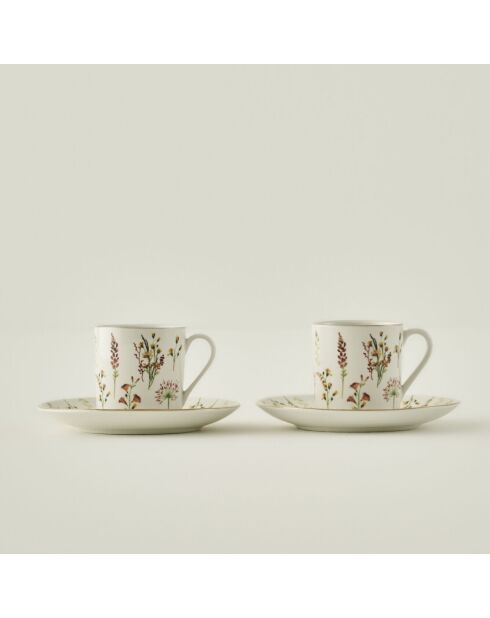 Set di 2 tazze da caffè Flores multicolori
