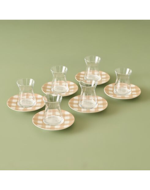 Set de té de salmón Pavia de 6 vasos