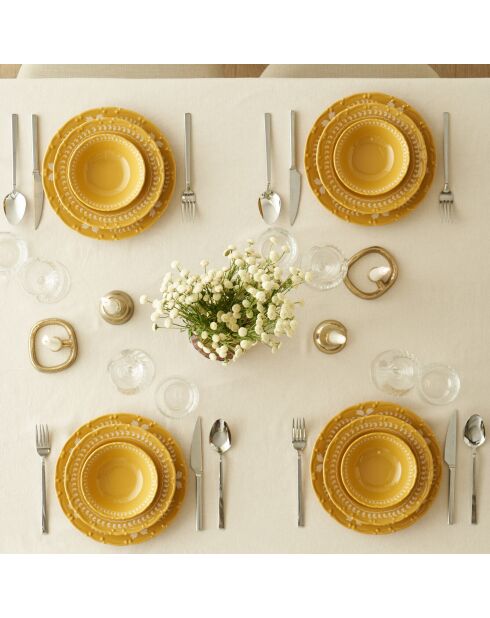 Servicio de mesa de mostaza india - 12 piezas