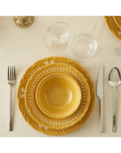 Servicio de mesa de mostaza india - 12 piezas