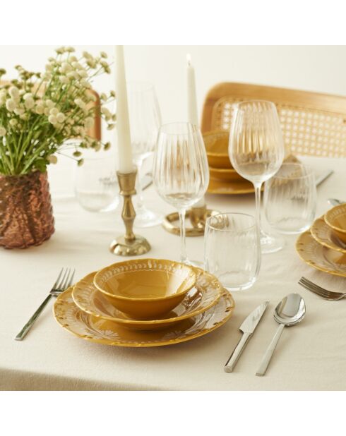 Servicio de mesa de mostaza india - 12 piezas