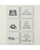 Set van 6 zwarte onderzetters