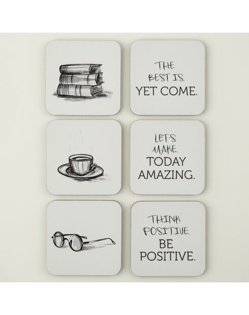 Set van 6 zwarte onderzetters