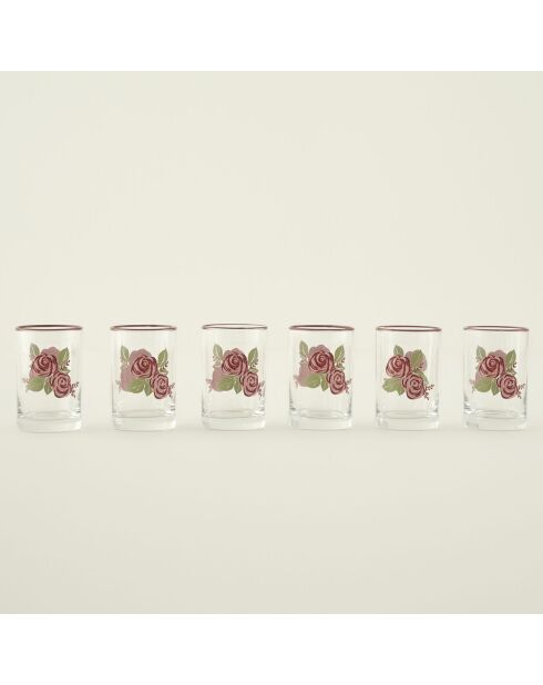 Set de 6 vasos de agua rosa multicolor