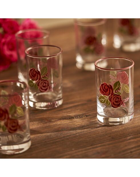 Set de 6 vasos de agua rosa multicolor