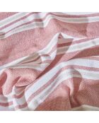 Gestreifte Peshtamal-Serviette aus Terrakotta - 90x160 cm