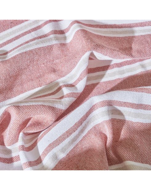 Gestreifte Peshtamal-Serviette aus Terrakotta - 90x160 cm