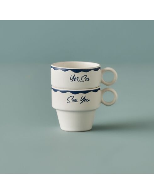 Set mit 2 marineblauen Espressotassen