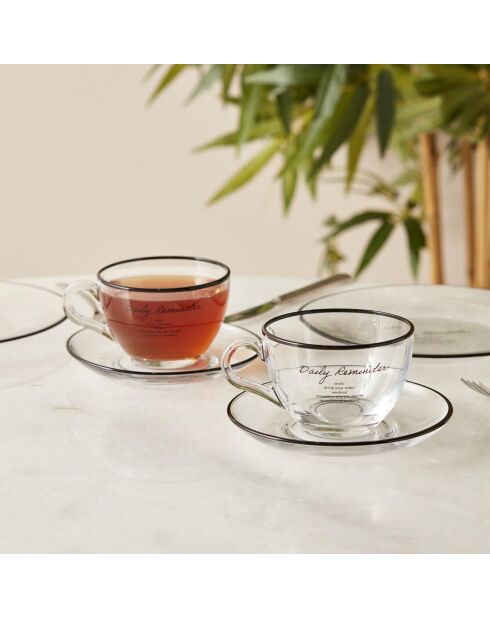 Set di 2 tazze da tè nere Daily Reminder - 240 cc