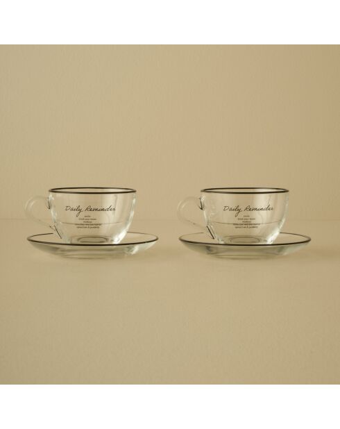Set di 2 tazze da tè nere Daily Reminder - 240 cc