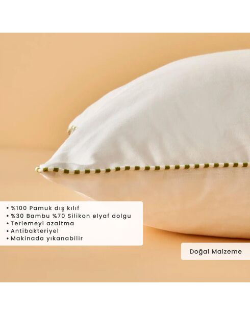 Oreiller moelleux en bambou blanc - 50x70 cm