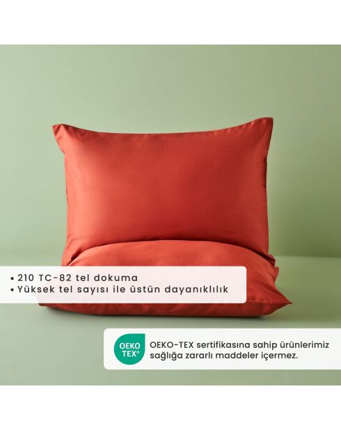 Set di 2 federe standard in raso terracotta 100% cotone