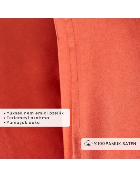 Set di 2 federe standard in raso terracotta 100% cotone