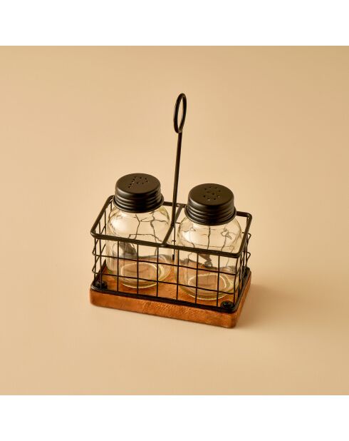 Set saliera e pepiera Spark nero - 12x6,5x20,5 cm