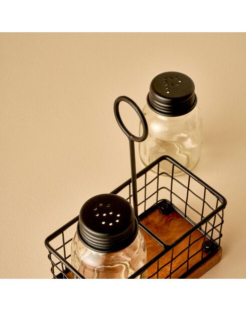 Set saliera e pepiera Spark nero - 12x6,5x20,5 cm