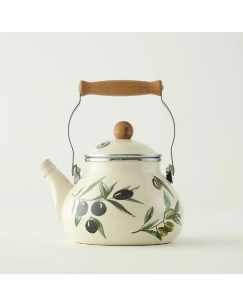 Théière en émail olive multicolore - 2 L