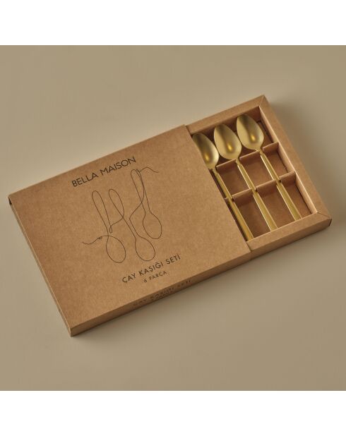 Lot de 6 cuillères à café de qualité supérieure en or