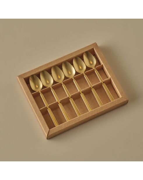 Lot de 6 cuillères à café de qualité supérieure en or