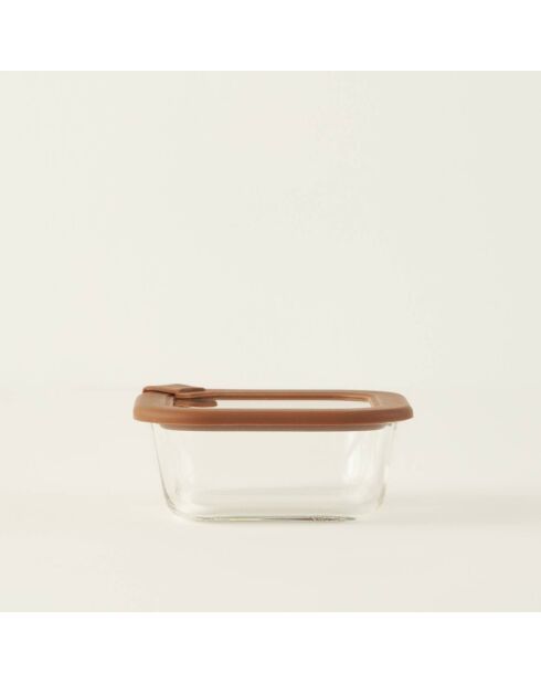 Contenitore portaoggetti in vetro sabbiato marrone - 520 cc