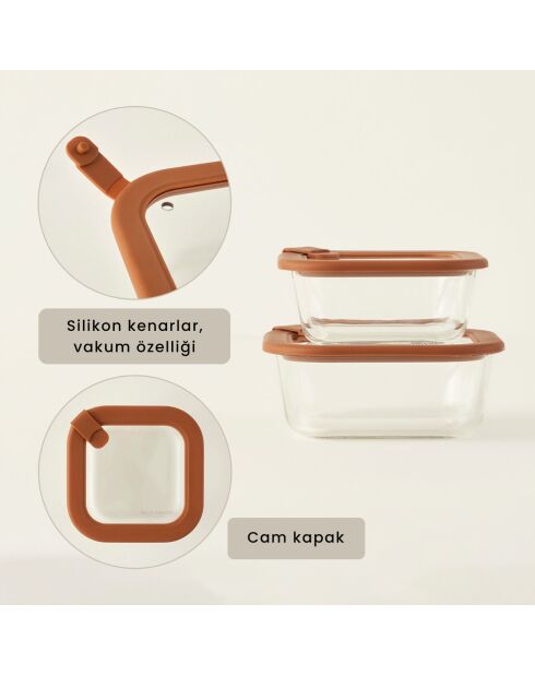 Contenitore portaoggetti in vetro sabbiato marrone - 520 cc