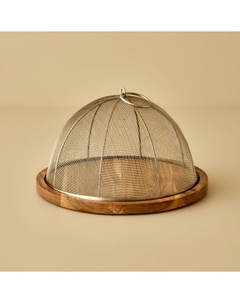 Présentoir à gâteaux Spark avec protège-gâteau naturel - 30,5x17 cm