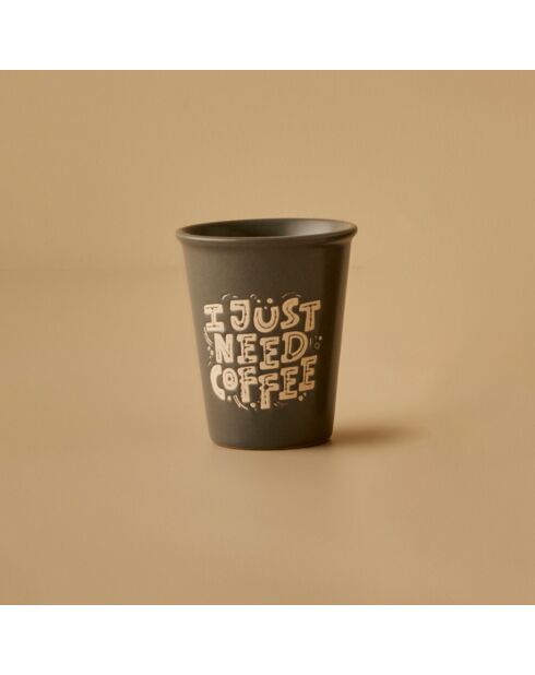 Espressotasse aus anthrazitfarbenem Steinzeug - 100 ml