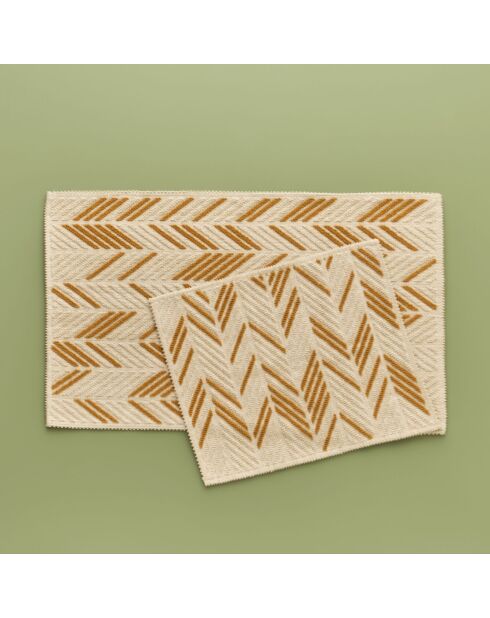 Lot de 2 tapis d'angle moutarde