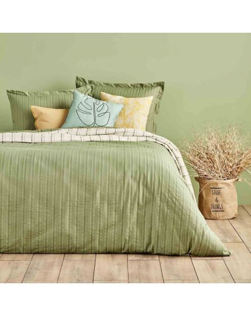 Copripiumino matrimoniale Arno + 2 federe kaki - 200x220 cm/50x70 cm