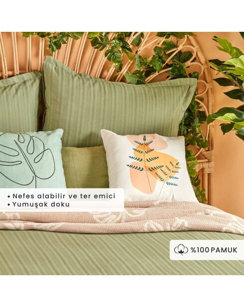 Copripiumino matrimoniale Arno + 2 federe kaki - 200x220 cm/50x70 cm