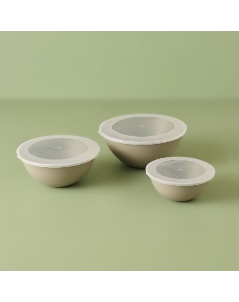 Set de 3 cuencos Grego con tapas de color beige