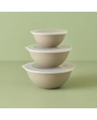 Set de 3 cuencos Grego con tapas de color beige