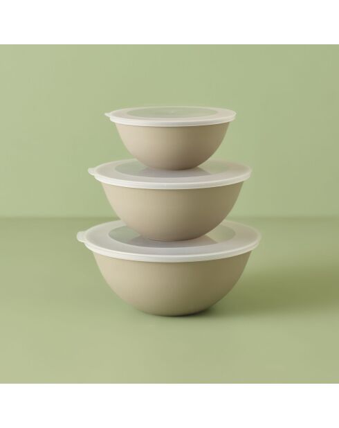 Set de 3 cuencos Grego con tapas de color beige