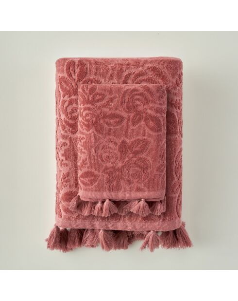 Jacquard-Handtuch in Burgunderrosa, 30 x 50 cm