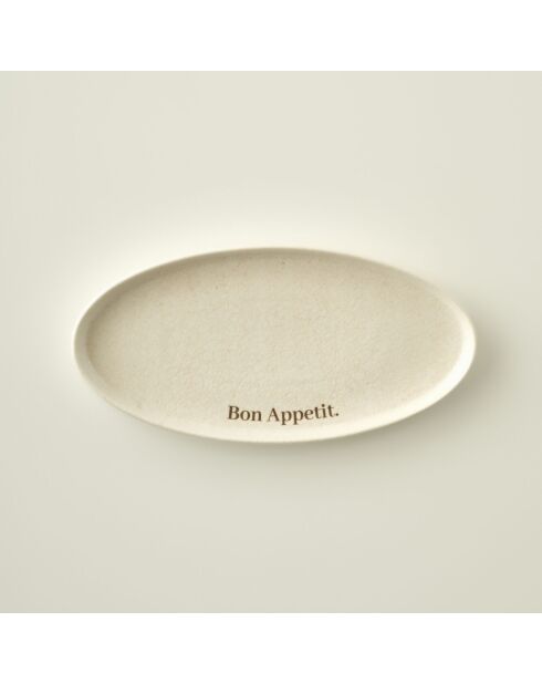 Plat de service Bon Appétit crème - 26x13 cm