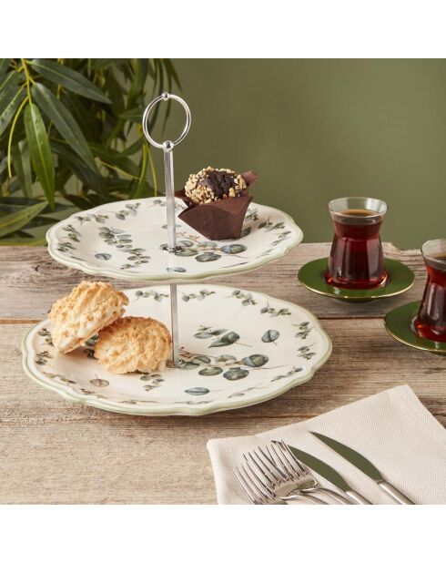 Plat à biscuits à deux étages Ocaliptus vert