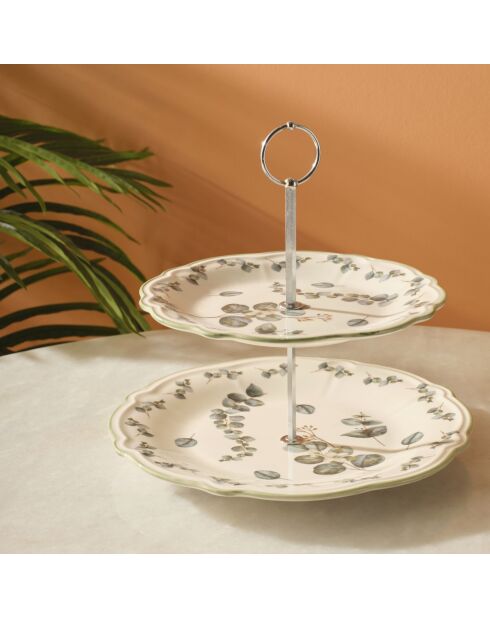 Plat à biscuits à deux étages Ocaliptus vert