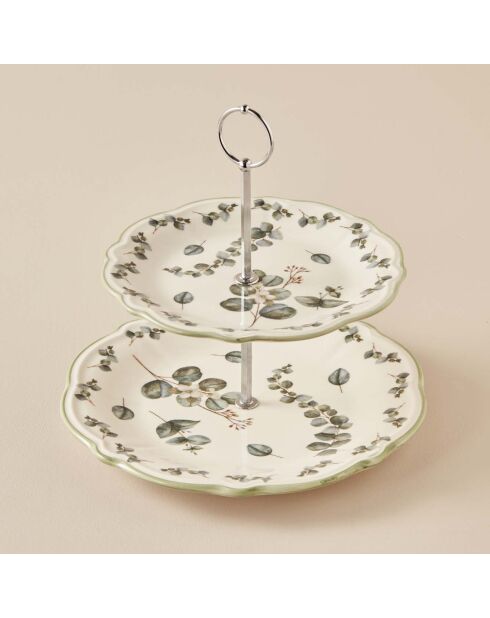 Plat à biscuits à deux étages Ocaliptus vert