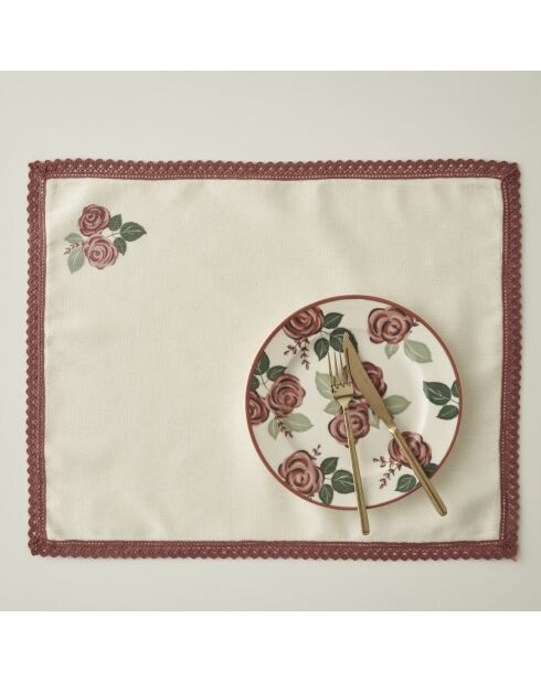 Set de table matelassé à roses crème - 35x45 cm