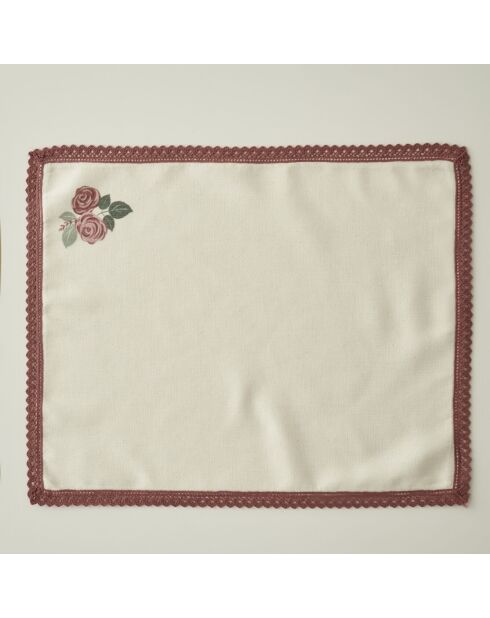 Set de table matelassé à roses crème - 35x45 cm